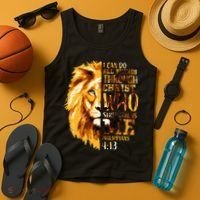 Philippians 413 Christian Bible Verse Gift Lion Husband Tank Top thumb 4