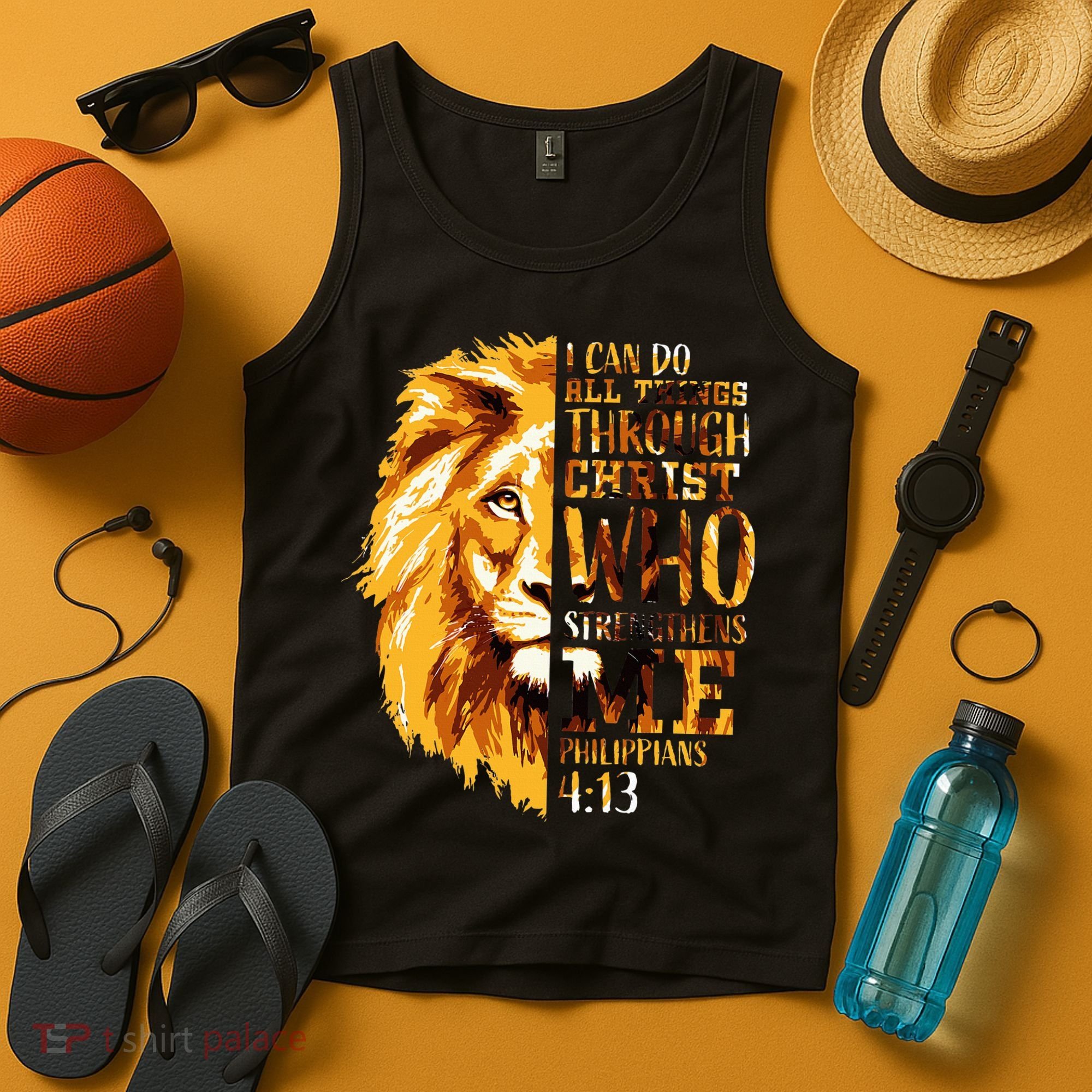 Philippians 413 Christian Bible Verse Gift Lion Husband Tank Top