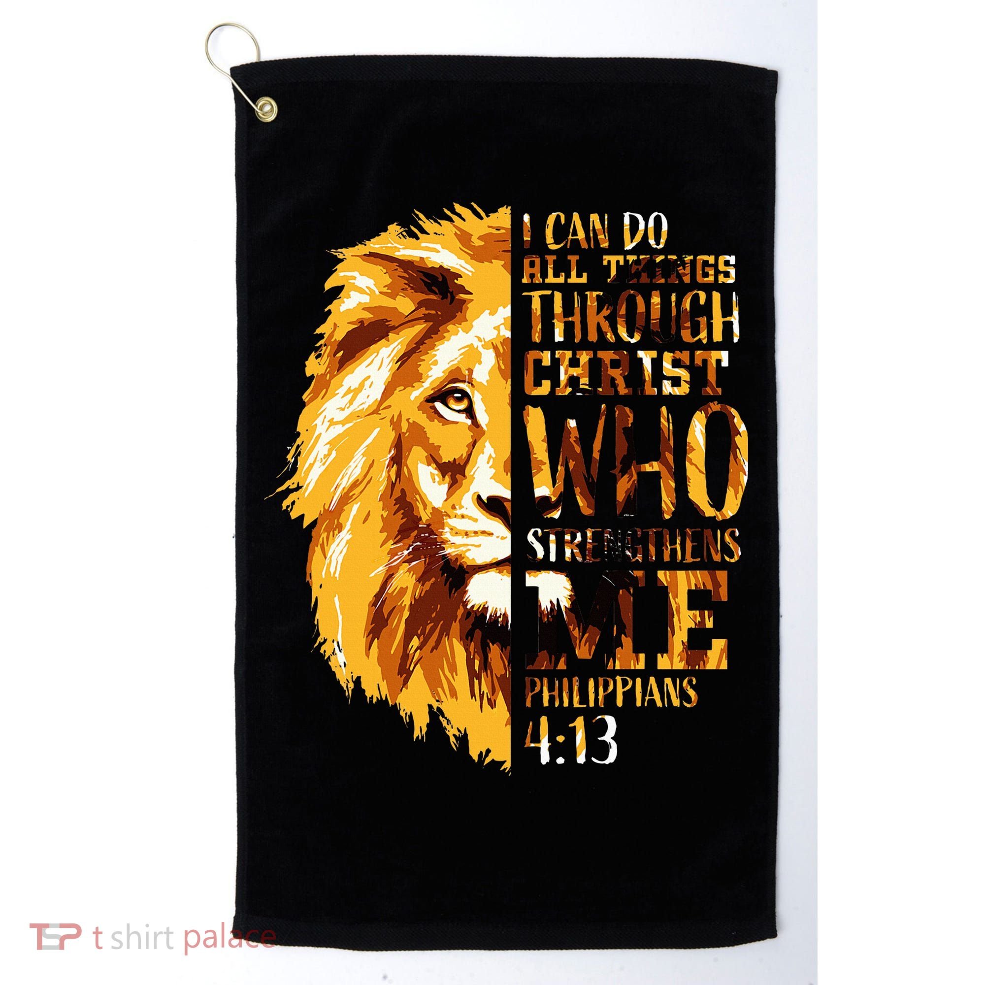 Philippians 413 Christian Bible Verse Gift Lion Husband Golf Towel