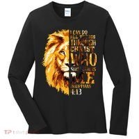 Philippians 413 Christian Bible Verse Gift Lion Husband Women's Long Sleeve Shirt thumb 0