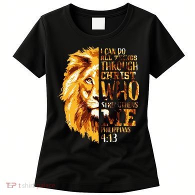 Philippians 413 Christian Bible Verse Gift Lion Husband Women's T-Shirt