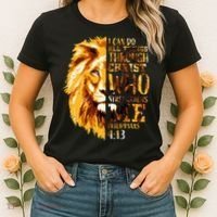 Philippians 413 Christian Bible Verse Gift Lion Husband Women's T-Shirt thumb 2