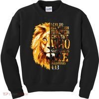 Philippians 413 Christian Bible Verse Gift Lion Husband Kids Sweatshirt thumb 0