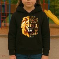Philippians 413 Christian Bible Verse Gift Lion Husband Kids Hoodie thumb 3
