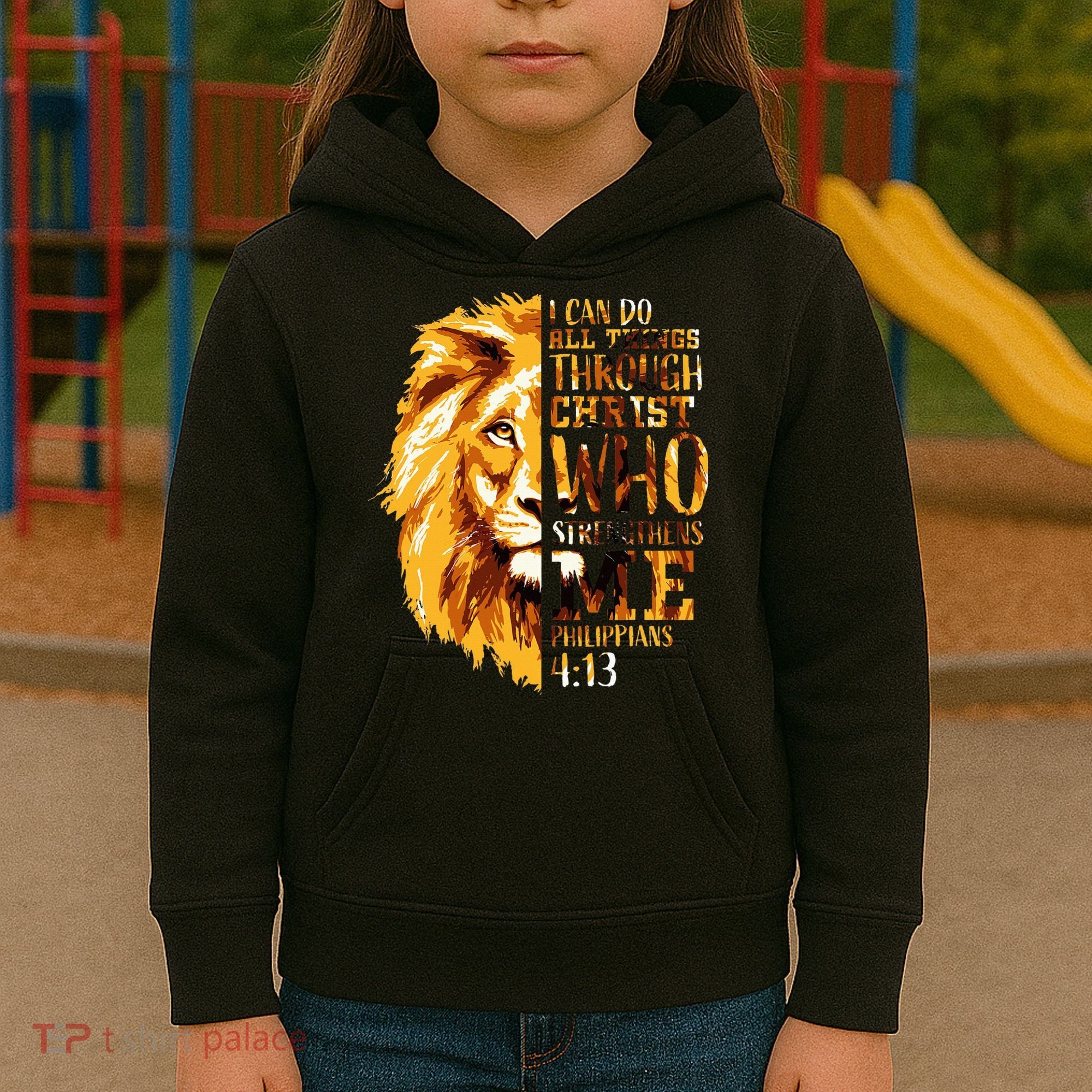 Philippians 413 Christian Bible Verse Gift Lion Husband Kids Hoodie