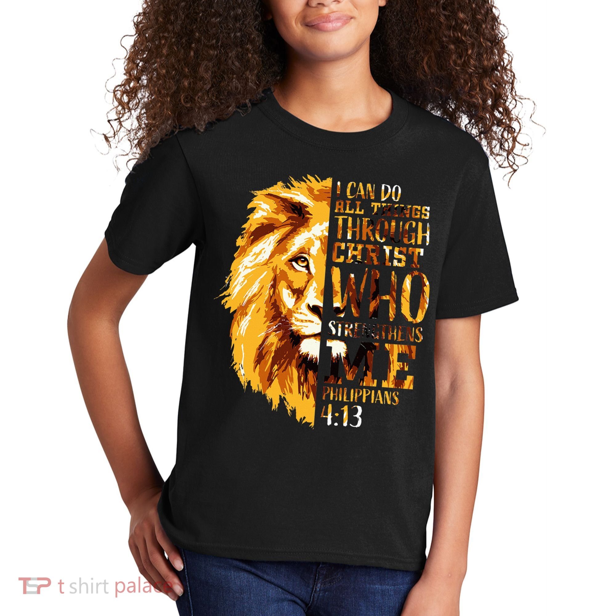 Philippians 413 Christian Bible Verse Gift Lion Husband Kids T-Shirt