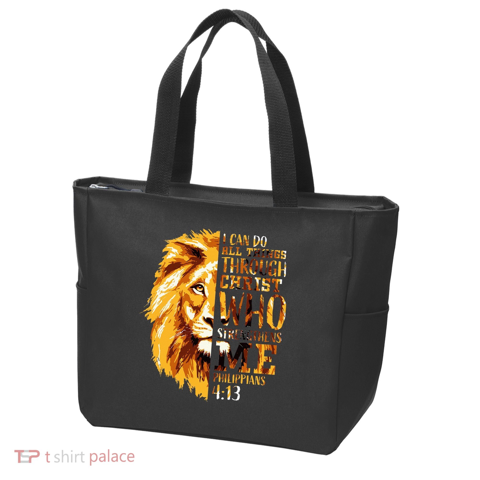Philippians 413 Christian Bible Verse Gift Lion Husband Tote Bag