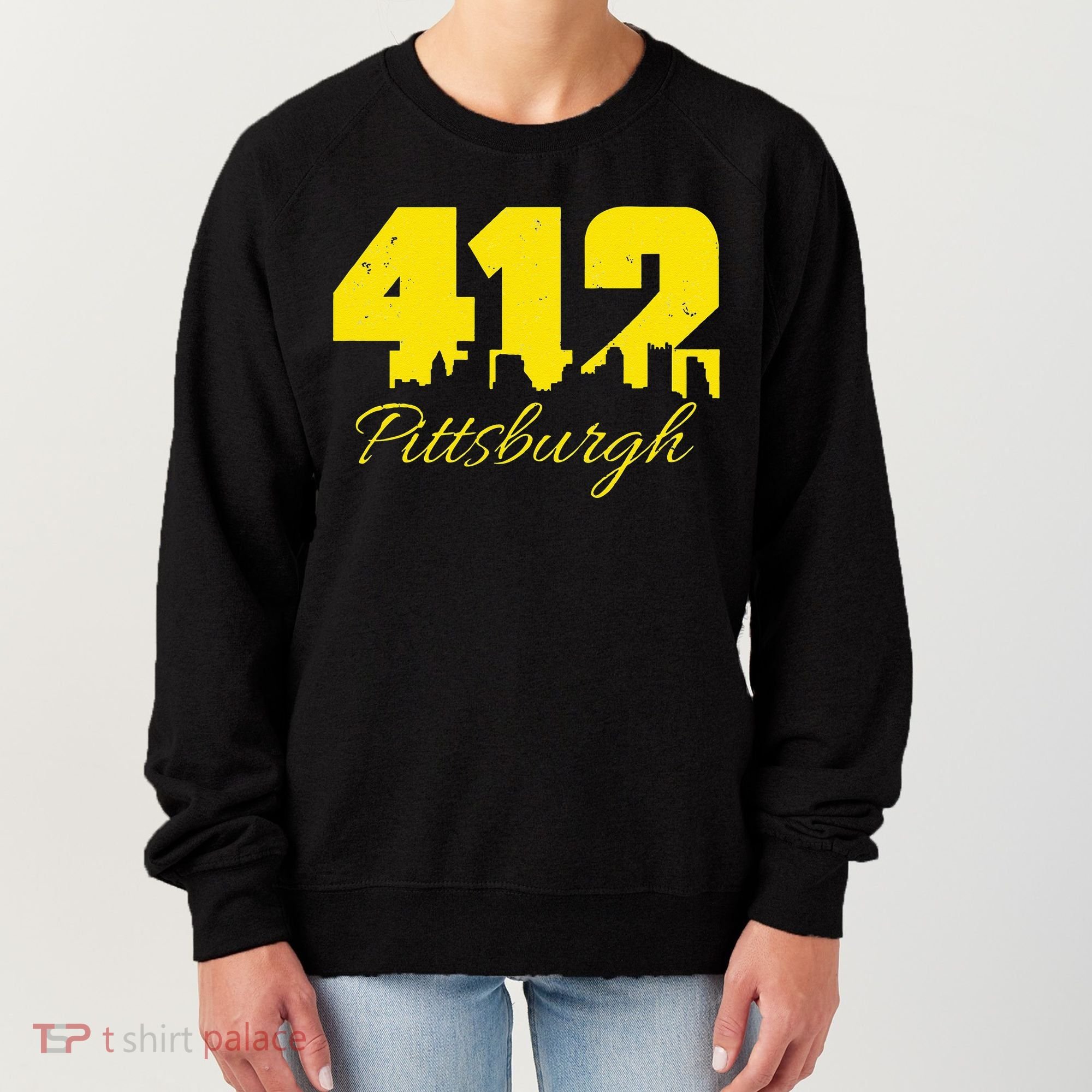 Pittsburgh 412 City Skyline Yellow Pittsburgh Women's Sweatshirt