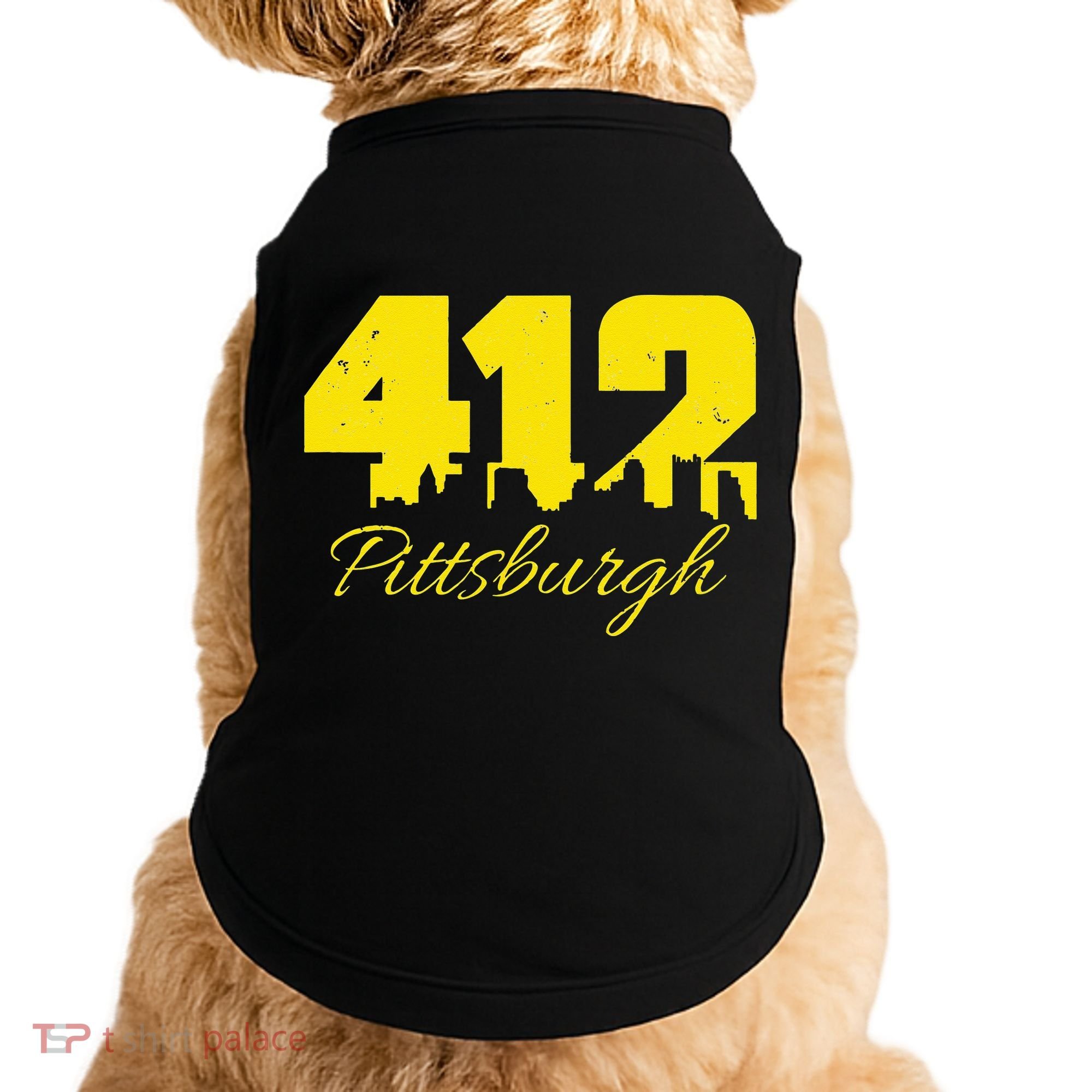 Pittsburgh 412 City Skyline Yellow Pittsburgh Doggie Tank