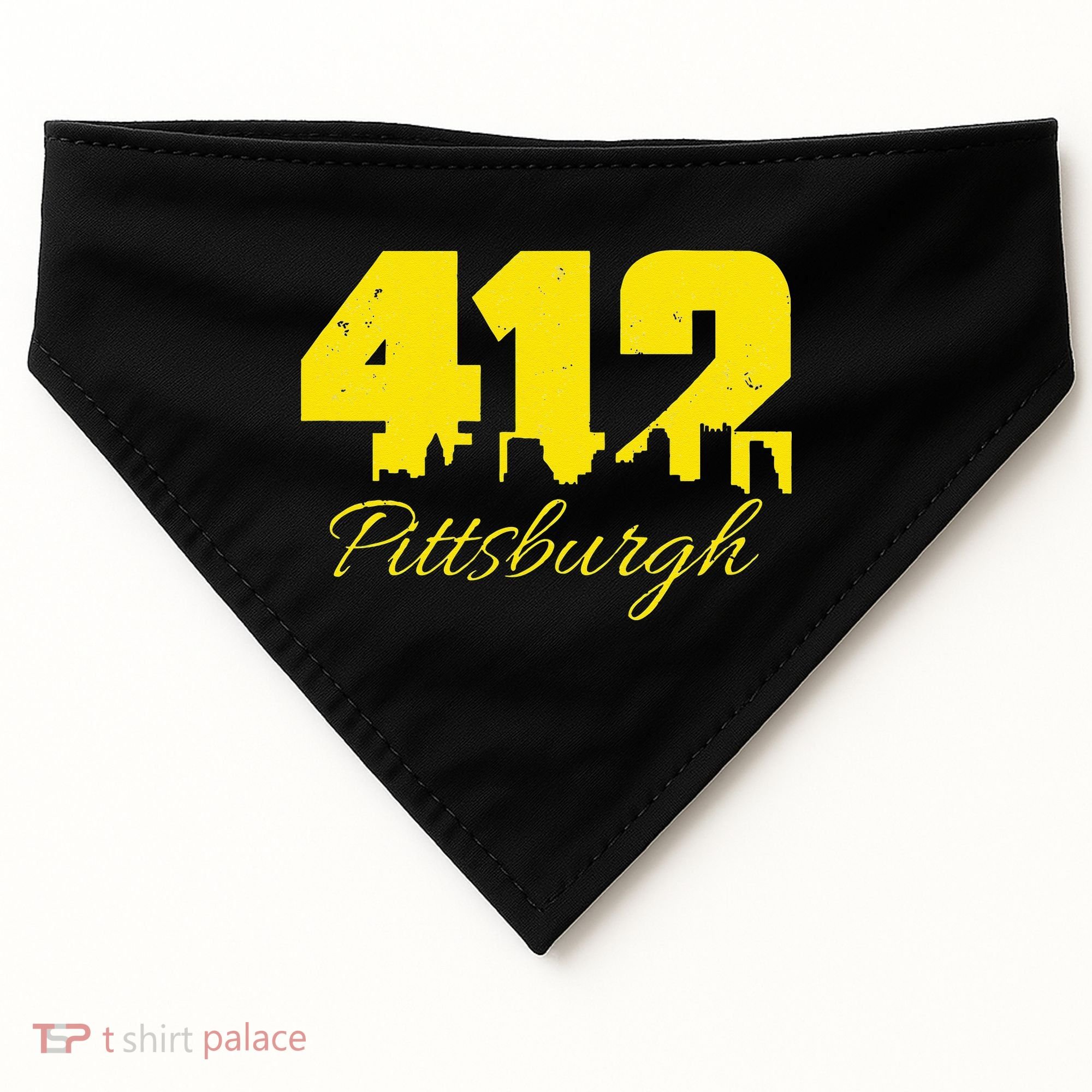 Pittsburgh 412 City Skyline Yellow Pittsburgh USA-Made Doggie Bandana