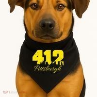 Pittsburgh 412 City Skyline Yellow Pittsburgh USA-Made Doggie Bandana thumb 1