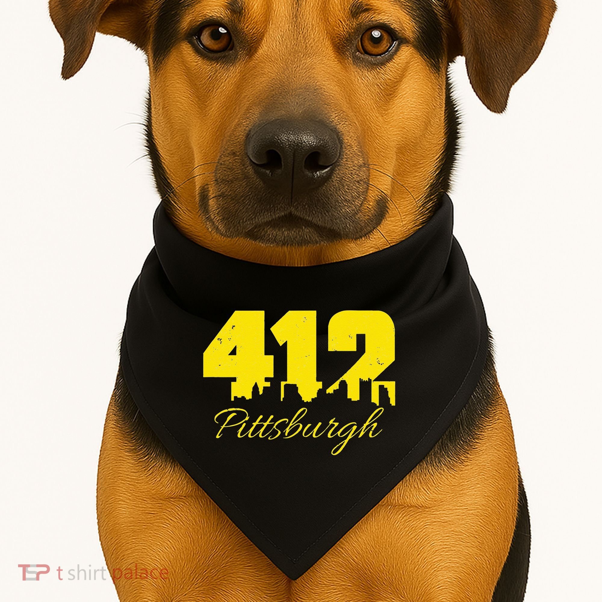 Pittsburgh 412 City Skyline Yellow Pittsburgh USA-Made Doggie Bandana