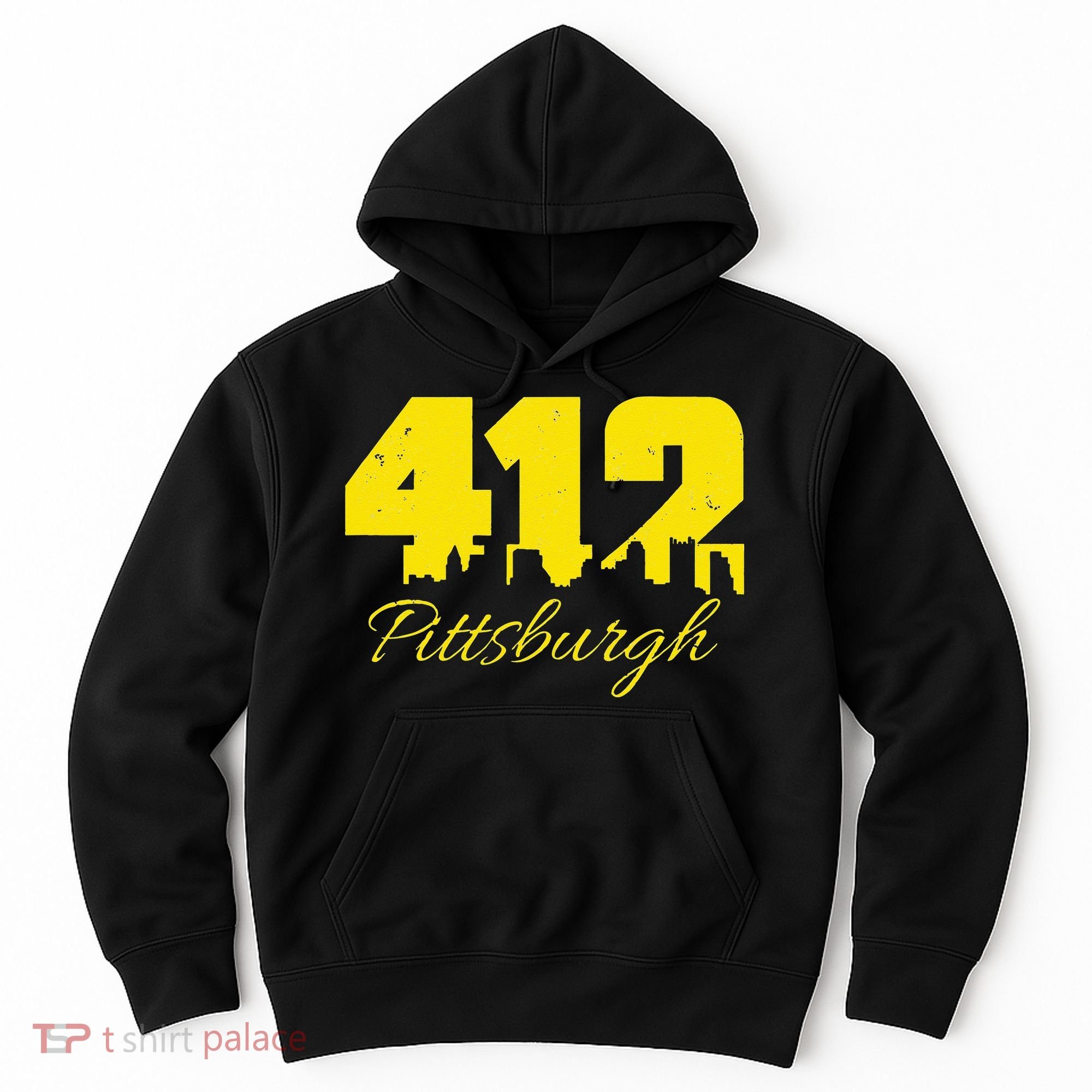 Pittsburgh 412 City Skyline Yellow Pittsburgh Hoodie