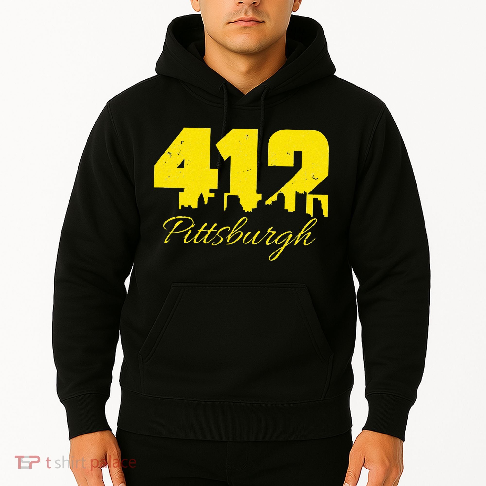 Pittsburgh 412 City Skyline Yellow Pittsburgh Hoodie