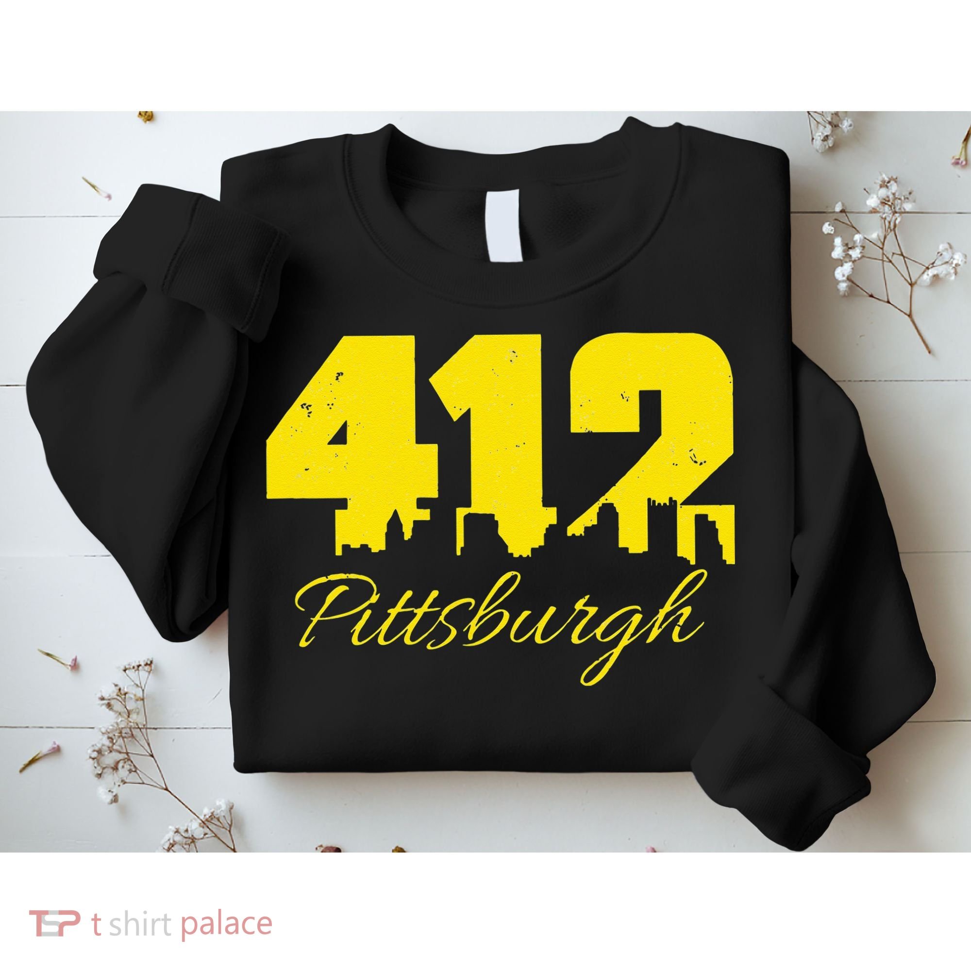 Pittsburgh 412 City Skyline Yellow Pittsburgh Sweatshirt