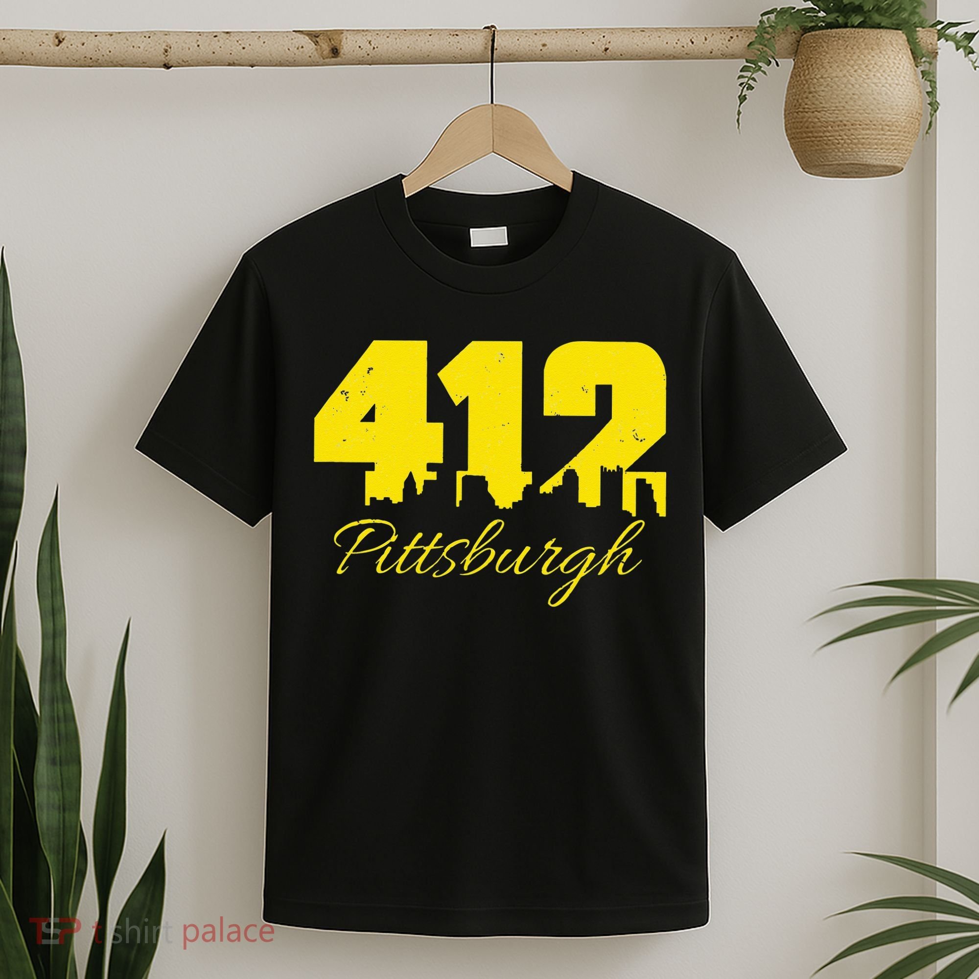 Pittsburgh 412 City Skyline Yellow Pittsburgh T-Shirt