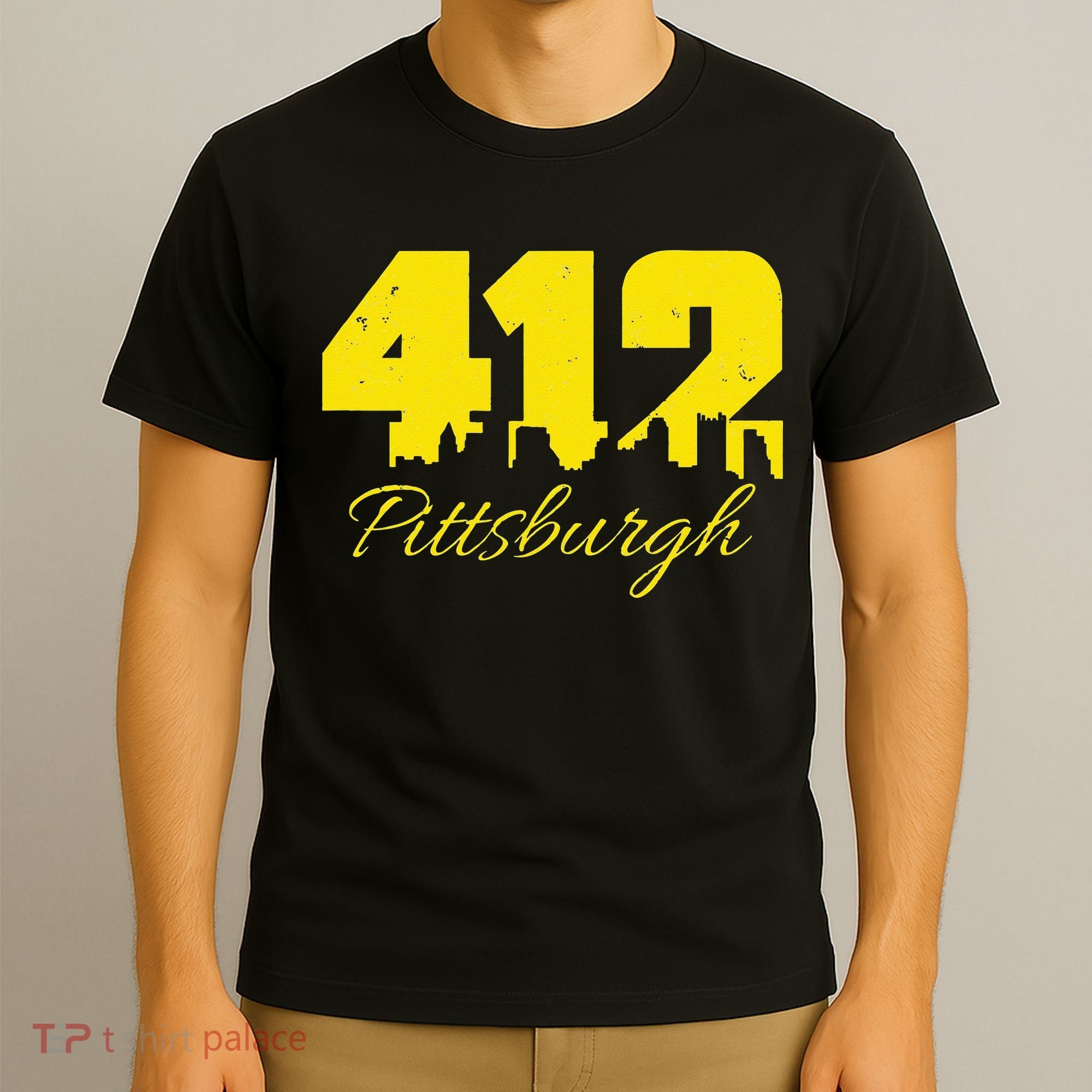 Pittsburgh 412 City Skyline Yellow Pittsburgh T-Shirt