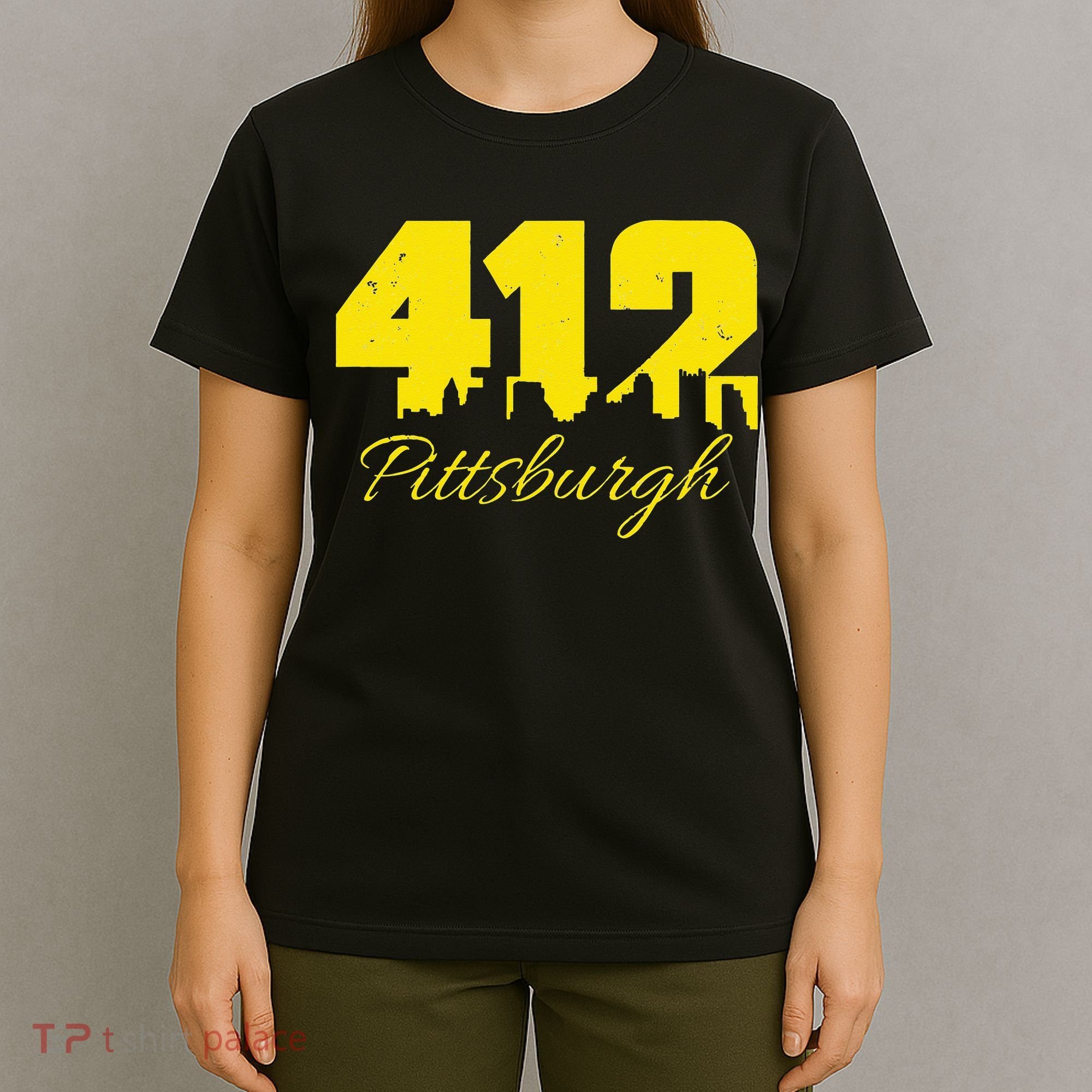 Pittsburgh 412 City Skyline Yellow Pittsburgh T-Shirt