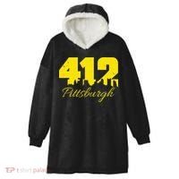 Pittsburgh 412 City Skyline Yellow Pittsburgh Hooded Wearable Blanket thumb 0