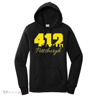 Pittsburgh 412 City Skyline Yellow Pittsburgh Women's Hoodie