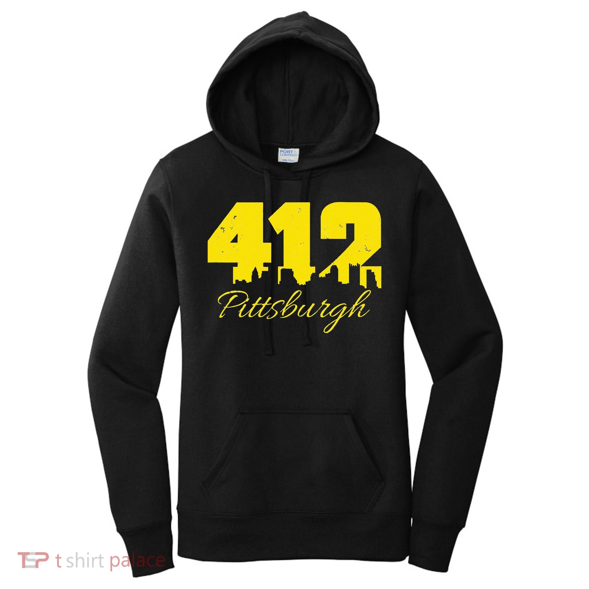 Pittsburgh 412 City Skyline Yellow Pittsburgh Women's Hoodie