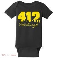 Pittsburgh 412 City Skyline Yellow Pittsburgh Baby Bodysuit thumb 0