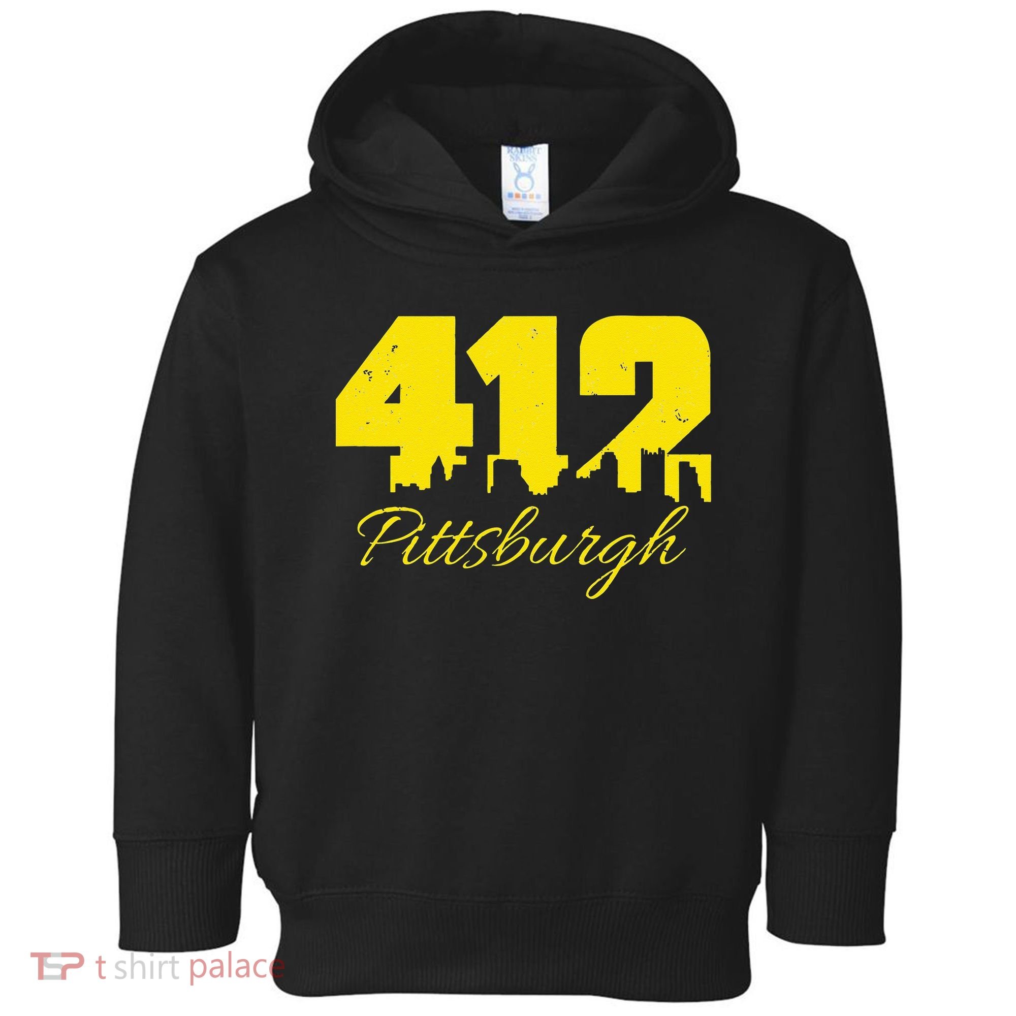 Pittsburgh 412 City Skyline Yellow Pittsburgh Toddler Hoodie