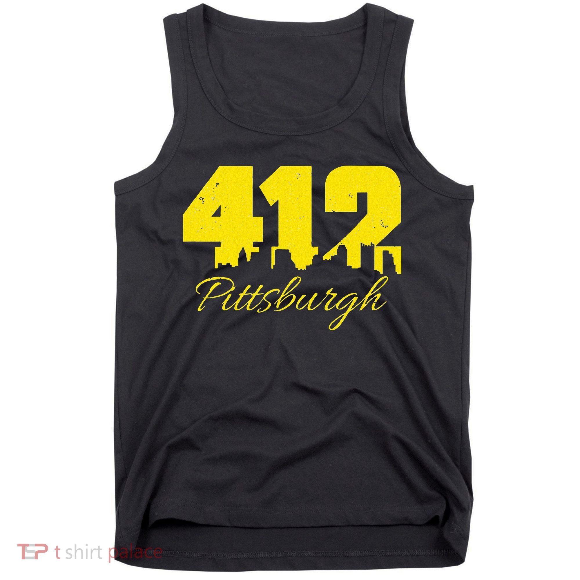 Pittsburgh 412 City Skyline Yellow Pittsburgh Tank Top