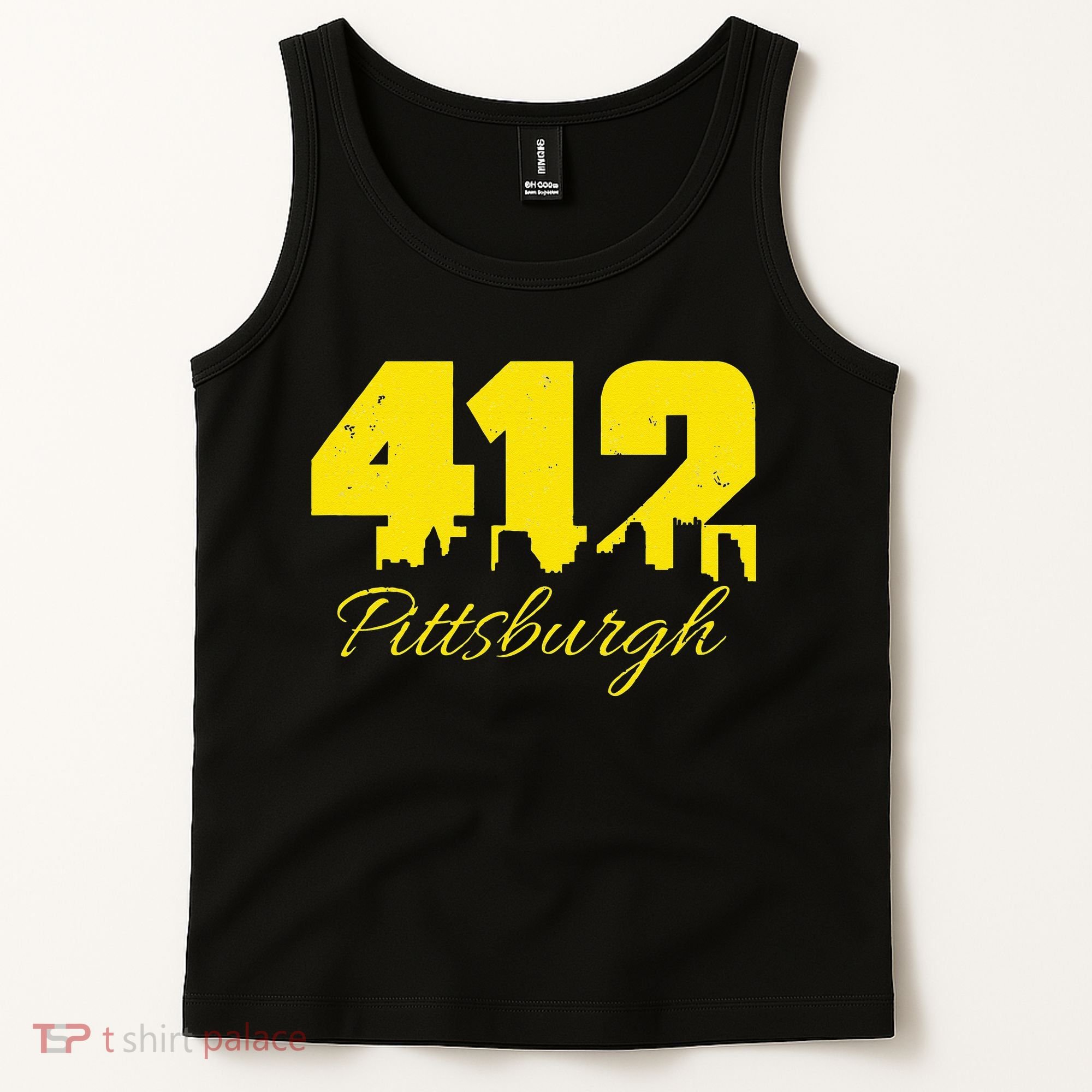 Pittsburgh 412 City Skyline Yellow Pittsburgh Tank Top