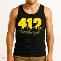 Pittsburgh 412 City Skyline Yellow Pittsburgh Tank Top thumb 3