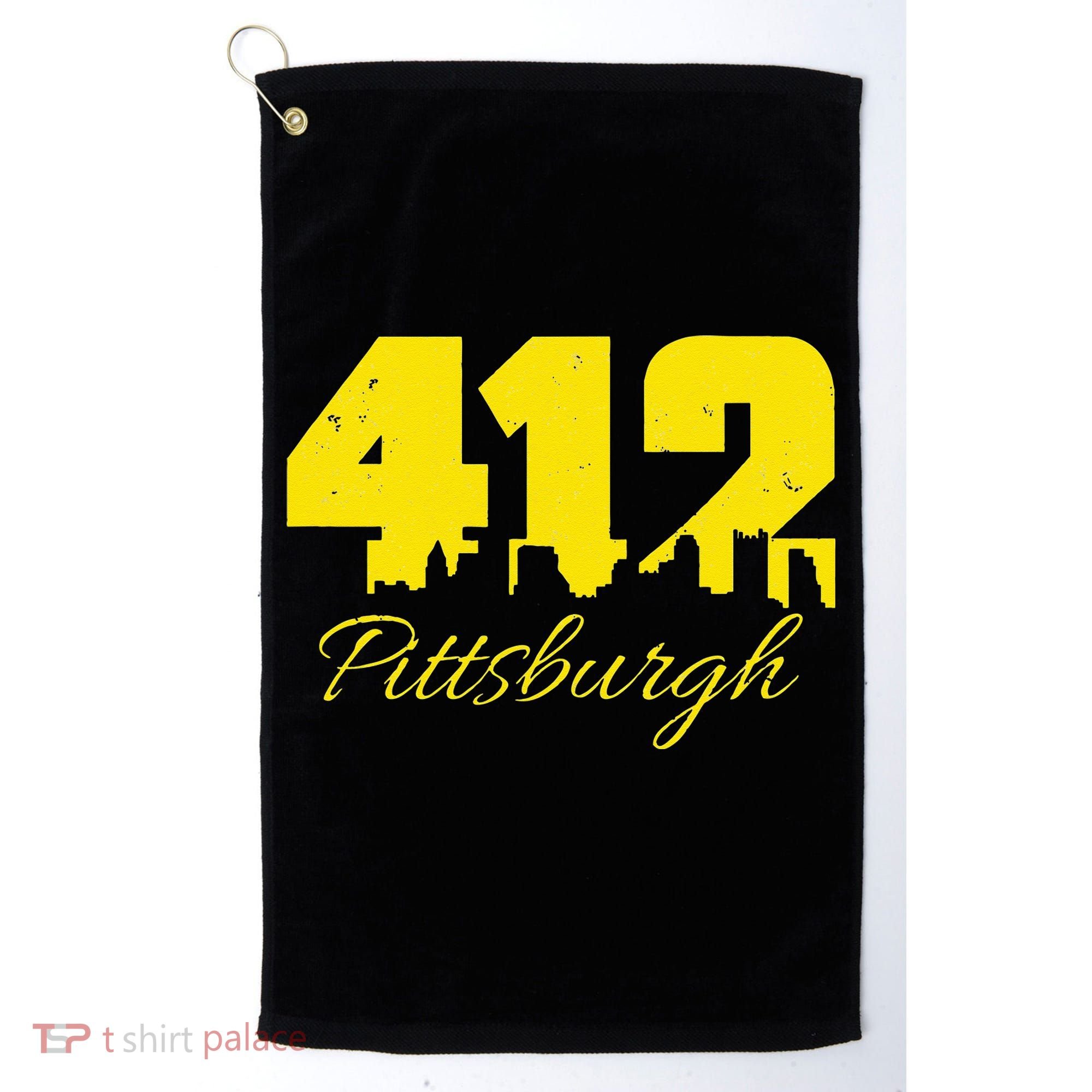 Pittsburgh 412 City Skyline Yellow Pittsburgh Golf Towel