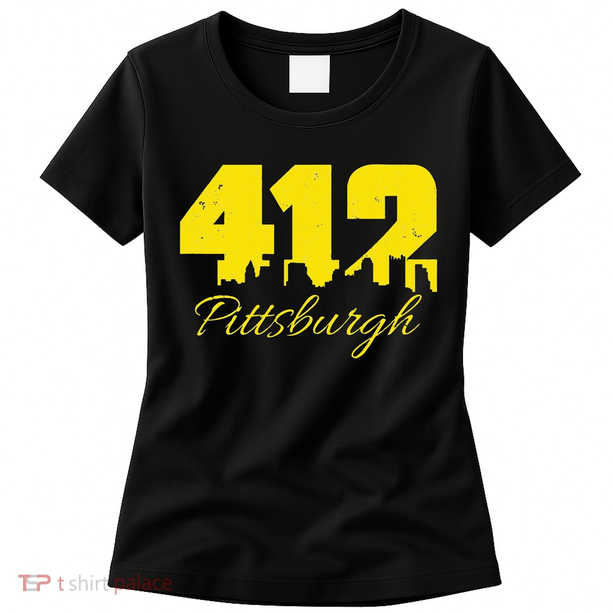 Pittsburgh 412 City Skyline Yellow Pittsburgh Women's T-Shirt