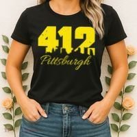 Pittsburgh 412 City Skyline Yellow Pittsburgh Women's T-Shirt thumb 2