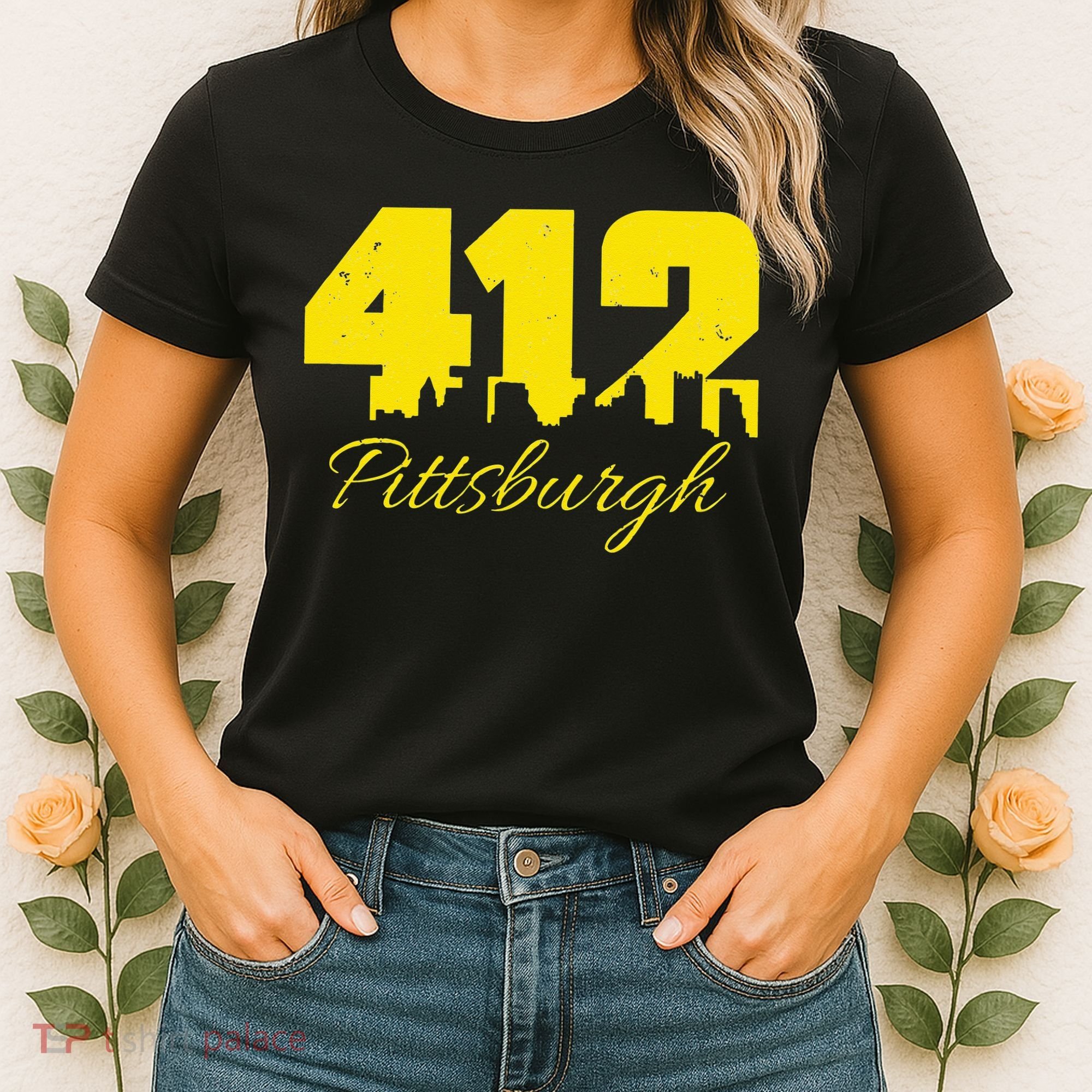 Pittsburgh 412 City Skyline Yellow Pittsburgh Women's T-Shirt