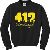 Pittsburgh 412 City Skyline Yellow Pittsburgh Kids Sweatshirt thumb 0