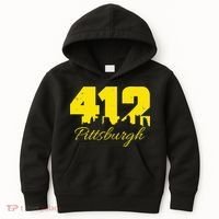 Pittsburgh 412 City Skyline Yellow Pittsburgh Kids Hoodie thumb 0