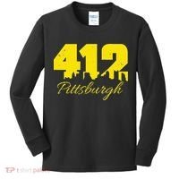 Pittsburgh 412 City Skyline Yellow Pittsburgh Kids Long Sleeve Shirt thumb 0