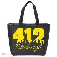 Pittsburgh 412 City Skyline Yellow Pittsburgh Tote Bag thumb 0