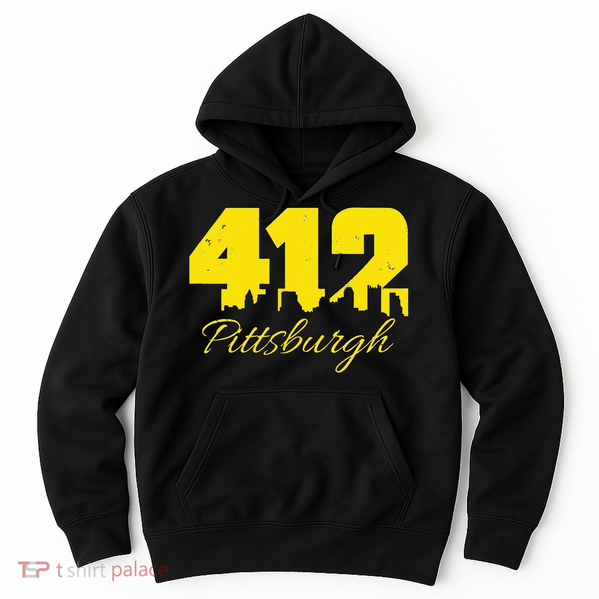 Pittsburgh 412 City Skyline Yellow Pittsburgh Hoodie