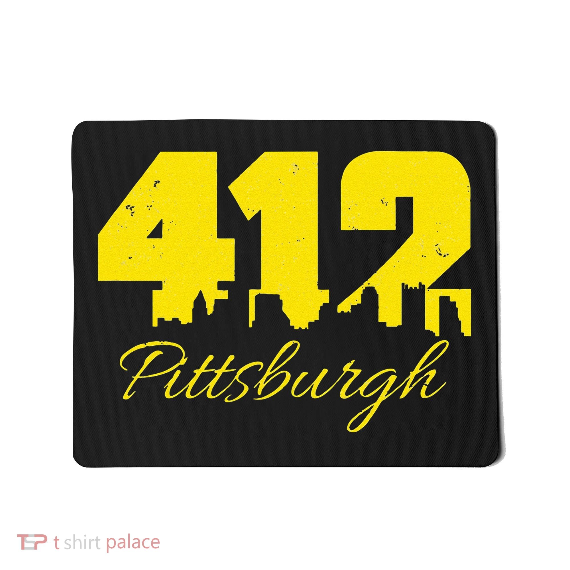 Pittsburgh 412 City Skyline Yellow Pittsburgh Mousepad