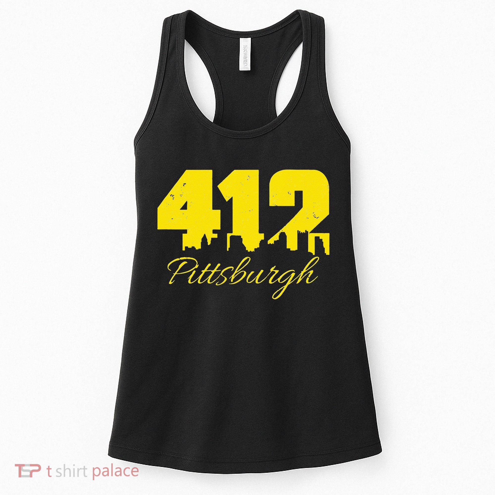 Pittsburgh 412 City Skyline Yellow Pittsburgh Women's Tank Top