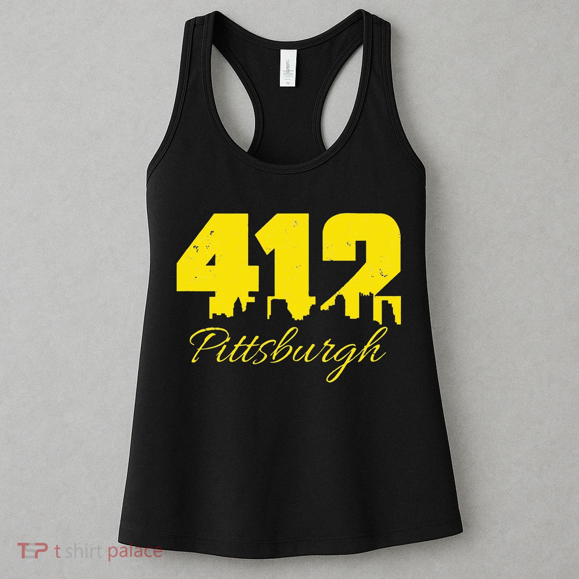 Pittsburgh 412 City Skyline Yellow Pittsburgh Women's Tank Top