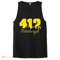 Pittsburgh 412 City Skyline Yellow Pittsburgh PosiCharge Competitor Tank thumb 0