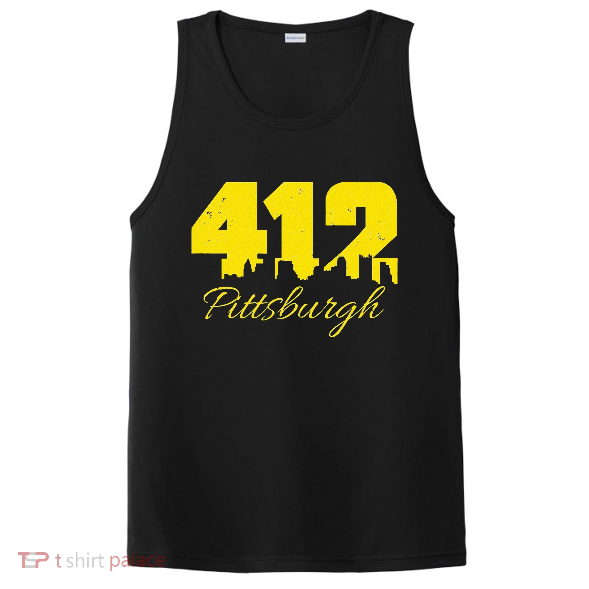 Pittsburgh 412 City Skyline Yellow Pittsburgh PosiCharge Competitor Tank