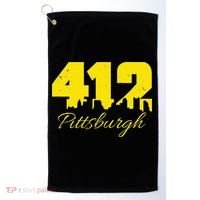 Pittsburgh 412 City Skyline Yellow Pittsburgh Golf Towel thumb 0