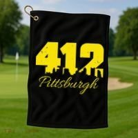 Pittsburgh 412 City Skyline Yellow Pittsburgh Golf Towel thumb 1
