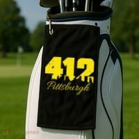 Pittsburgh 412 City Skyline Yellow Pittsburgh Golf Towel thumb 2