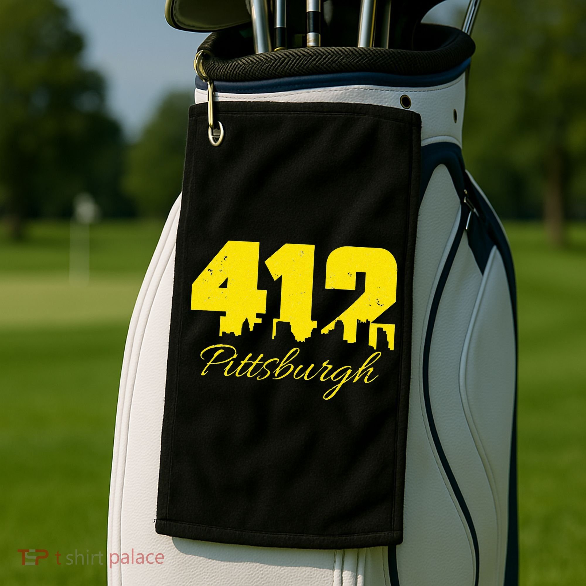 Pittsburgh 412 City Skyline Yellow Pittsburgh Golf Towel