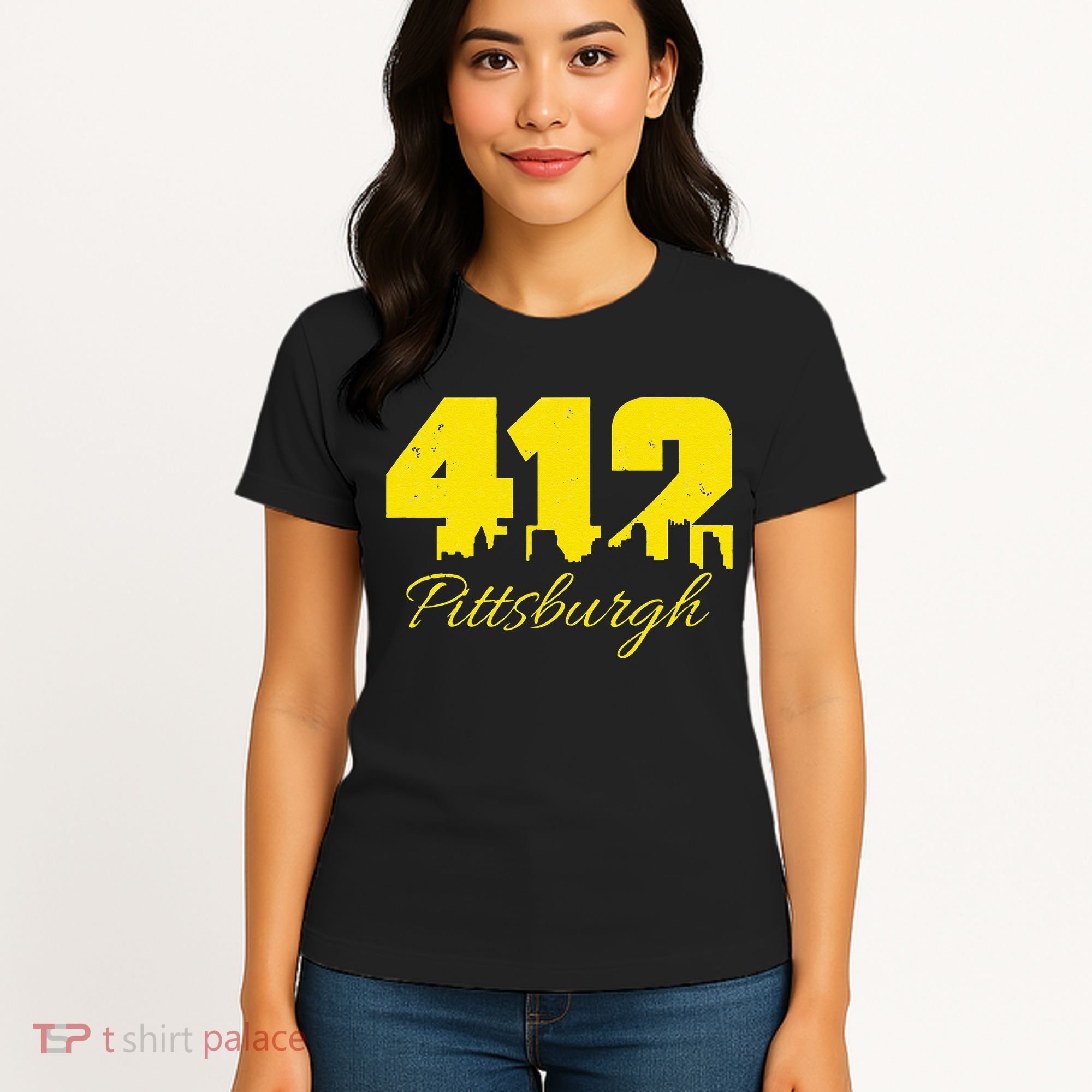 Pittsburgh 412 City Skyline Yellow Pittsburgh Women's T-Shirt