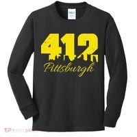 Pittsburgh 412 City Skyline Yellow Pittsburgh Kids Long Sleeve Shirt thumb 0